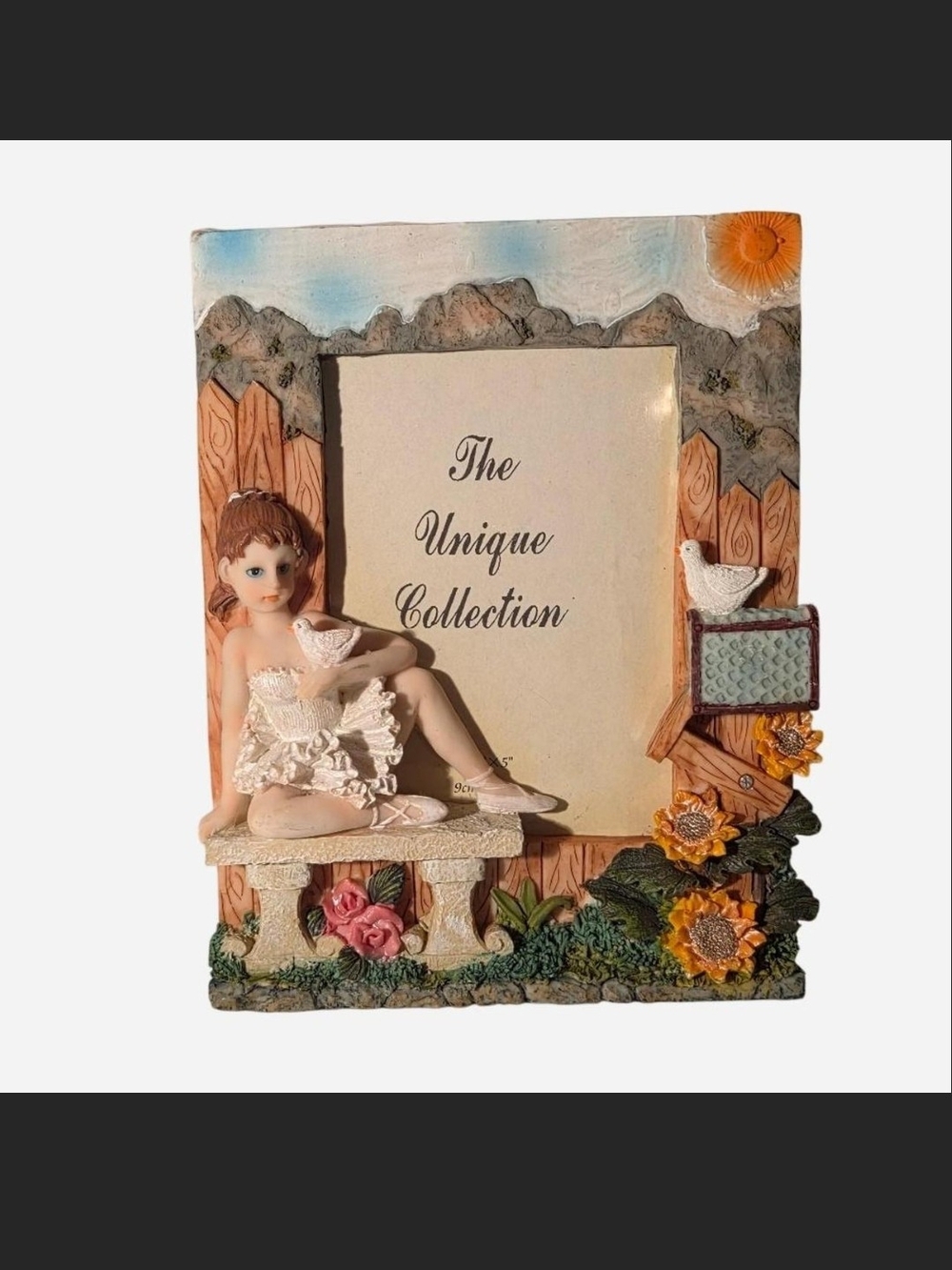 The Collection Cream, Pink & Green Ballerina Picture Frame with Floral Accents